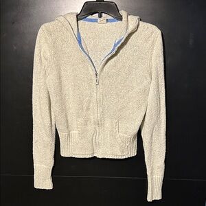 Tommy Hilfiger Cream Zip-Up Hooded Sweater